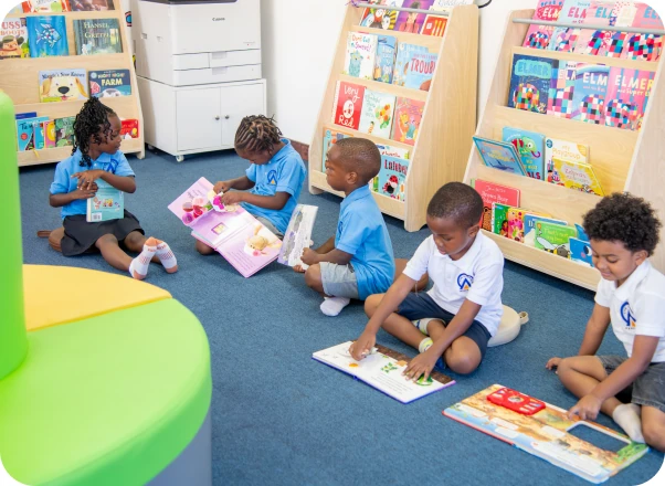 Learning resources on open shelving