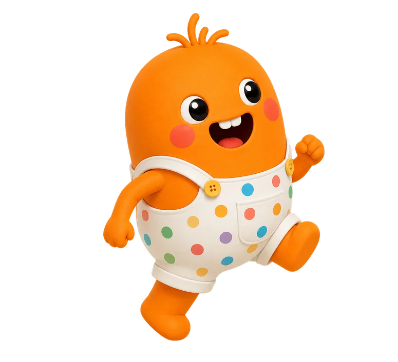Preschool mascot waving beside the facilities